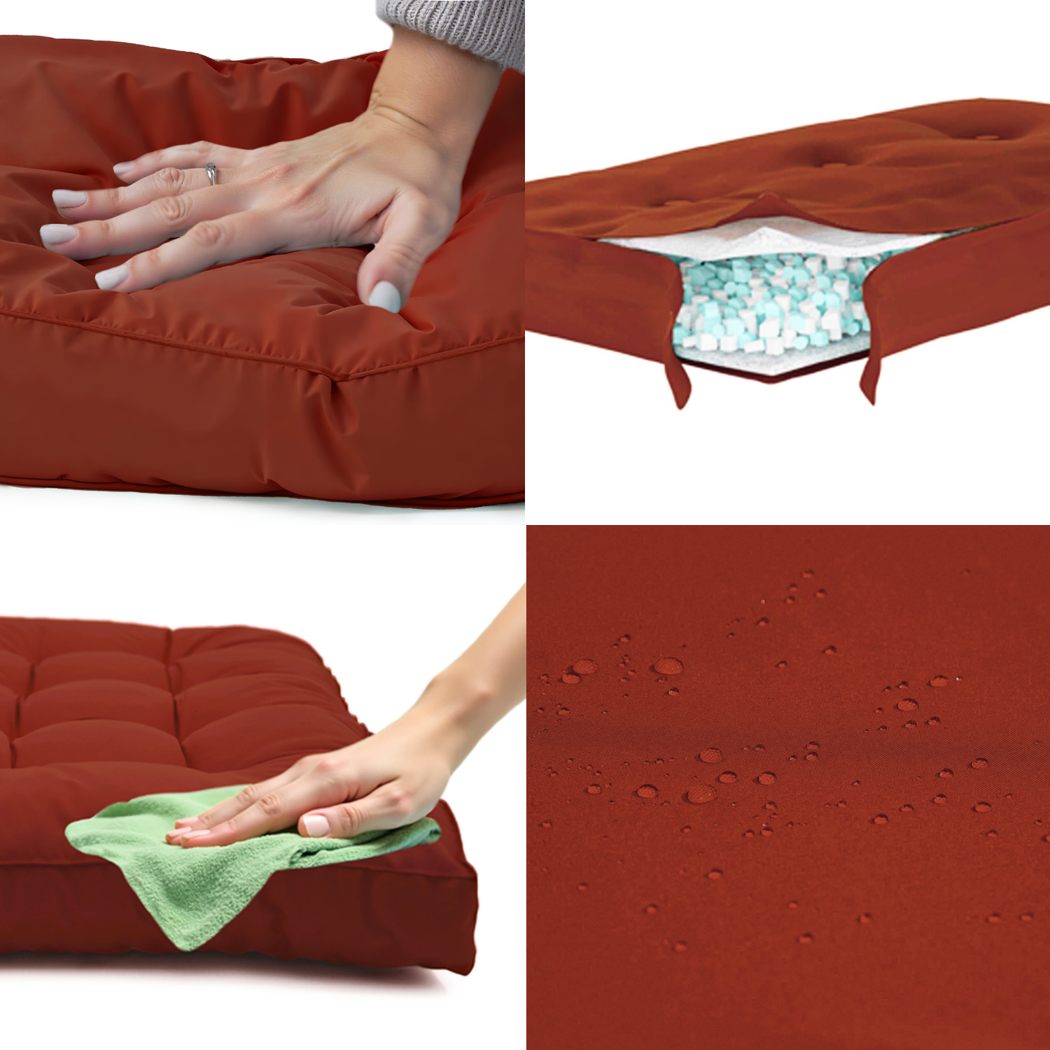 Lot coussins extérieur pour palette terracotta 120x80 Imperméables Anti-UV DECOARTS - Deco-arts.fr