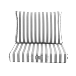 Ensemble de coussins de salon et jardin 60x60 cm Rayures gris clair pour fauteuils et canapés, avec assise et dossier.