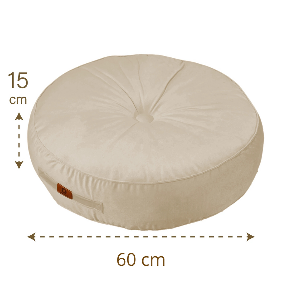 Lote de 2 Pufs Redondos de Terciopelo XL Ø60 Crema – foto 4