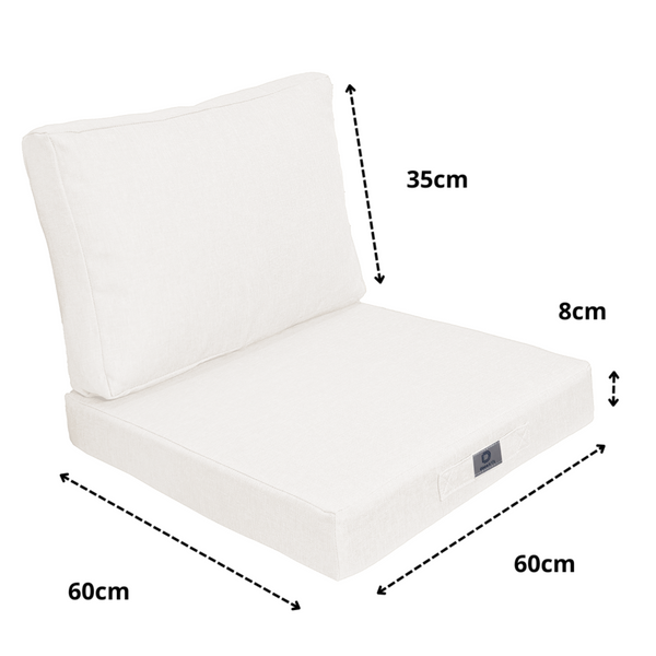 Ensemble de coussins pour fauteuil blanc cassé, effet lin, déhoussables, pour assise et dossier, décoration intérieure.