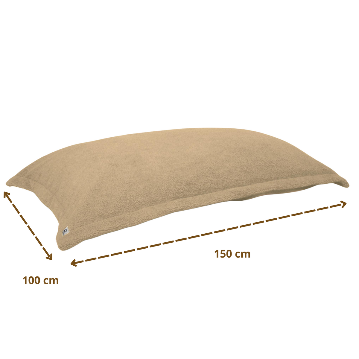 Puf Cojín Gigante XL 150x100 Beige - Sherpa y Espuma (Nido de Suelo) – esquema con medidas