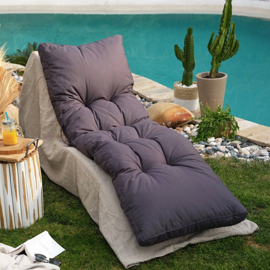 Coussin bain de soleil 185 x55cm Gris carbone - Deco-arts.fr