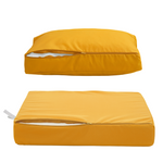 Ensemble de coussins pour salon jardin 60x60 cm jaune, déhoussables, anti-UV, pour fauteuils et canapés.