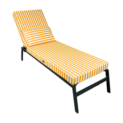Matelas transat premium 190x60 cm rayures jaunes, épais 10 cm avec têtière, déhoussable, pour bains de soleil Deco-arts.fr