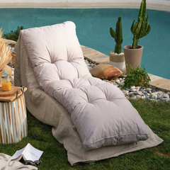 Cojines para tumbonas 185x55cm impermeables y acolchados - Gris guijarro - Déco Arts