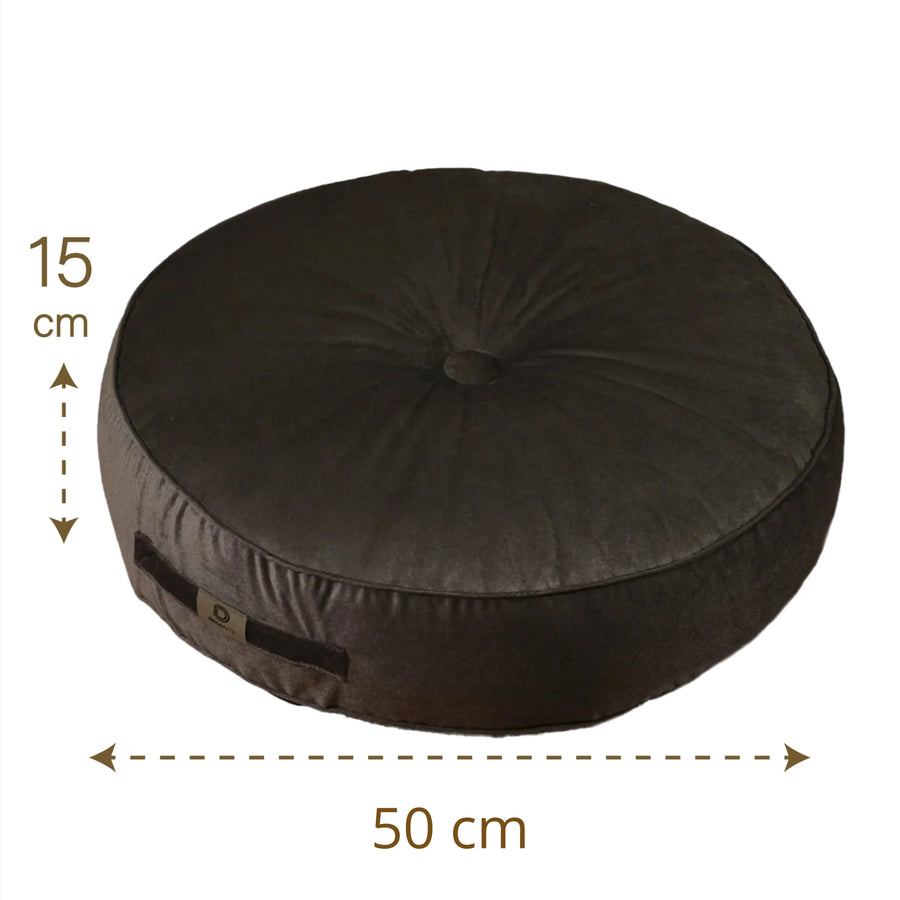 Lote de 2 Pufs Redondos de Terciopelo Ø50 Gris Oscuro – foto 5