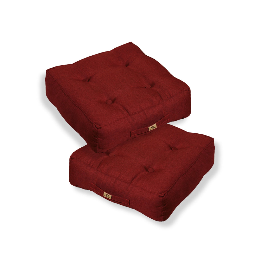 Lote de 2 Cojines de Suelo Efecto Lino Rojo – foto 2