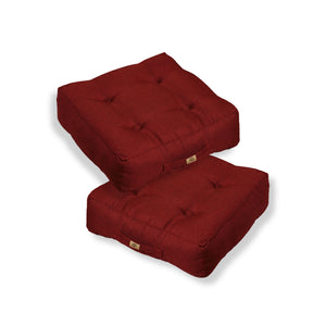 Lot de 2 Coussins de Sol Effet Lin 50x50 Rouge - Épais 18cm (Haut de Gamme)