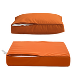 Ensemble de 2 coussins de salon jardin orange 60x60cm, déhoussables et anti-UV pour fauteuils et canapés.