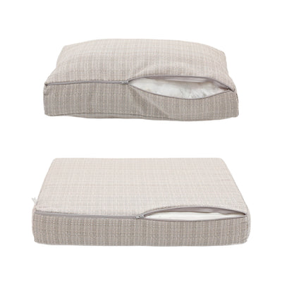 Détail tissu coussin beige chiné noir