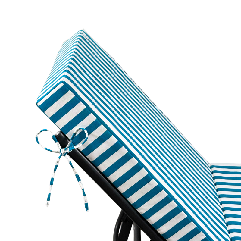 Coussin bain de soleil premium avec coussin - Rayures Turquoises - Deco-arts.fr