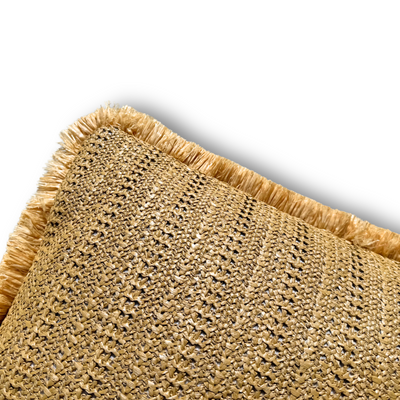 Housse de coussin décorative en effet raphia uni 45x45 cm, style bohème, pour décoration intérieure.