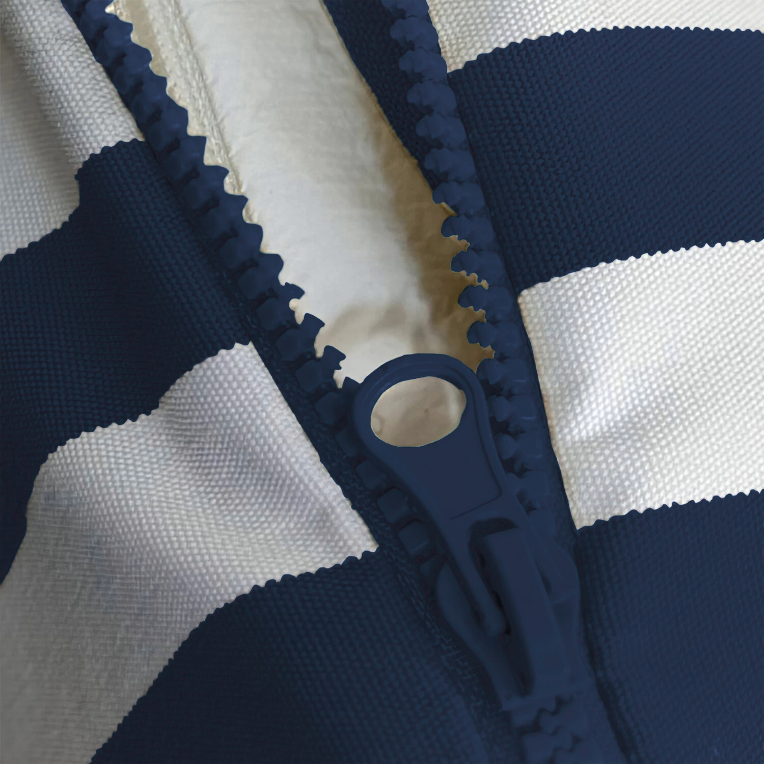 Coussins pour salon de jardin déhoussable 120x60cm - Rayure bleu marine - Déco Arts