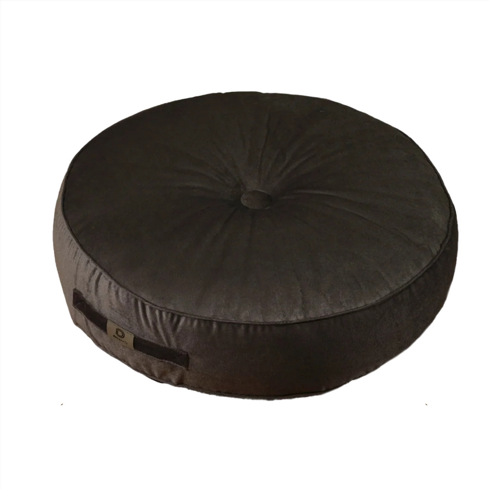 Lote de 2 Pufs Redondos de Terciopelo XL Ø60 Gris Oscuro – foto 3
