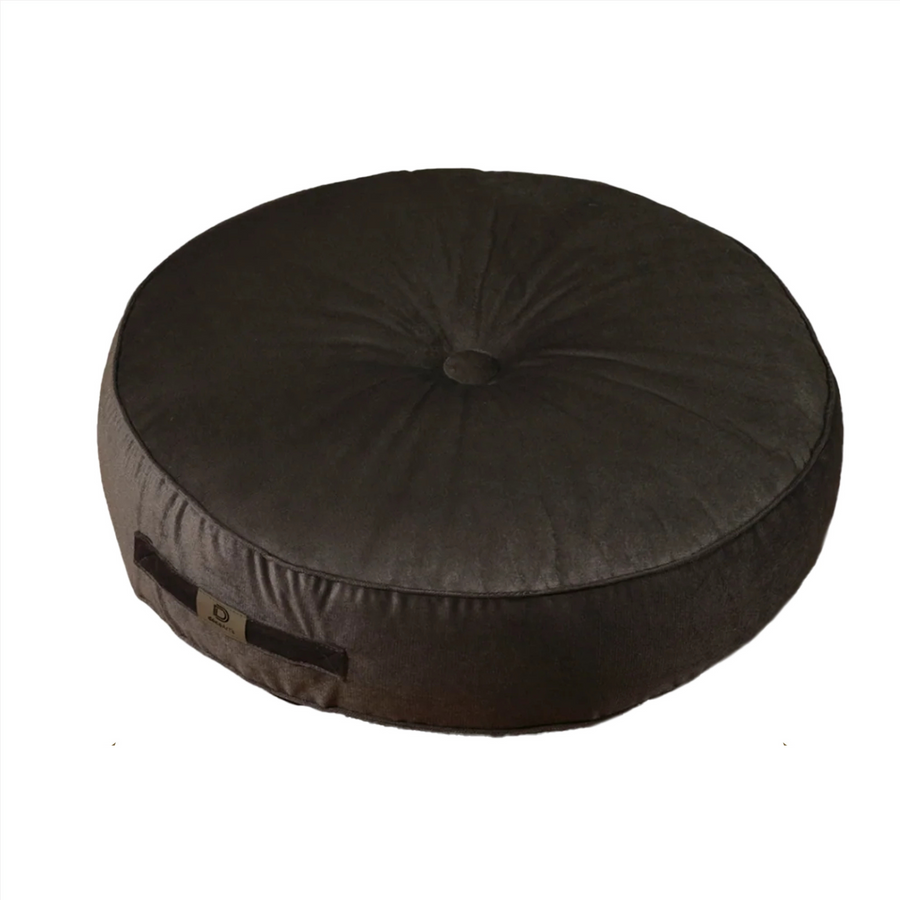 Lote de 2 Pufs Redondos de Terciopelo XL Ø60 Gris Oscuro – foto 3