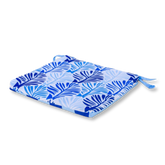 Lot de 4 Galettes de Chaise 35x35x3 cm motif feuillage Bleu - Deco-arts.fr