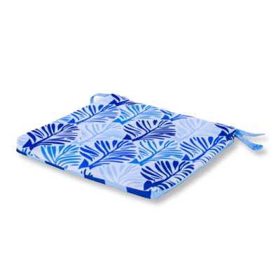 Lot de 4 Galettes de Chaise 35x35x3 cm motif feuillage Bleu - Deco-arts.fr