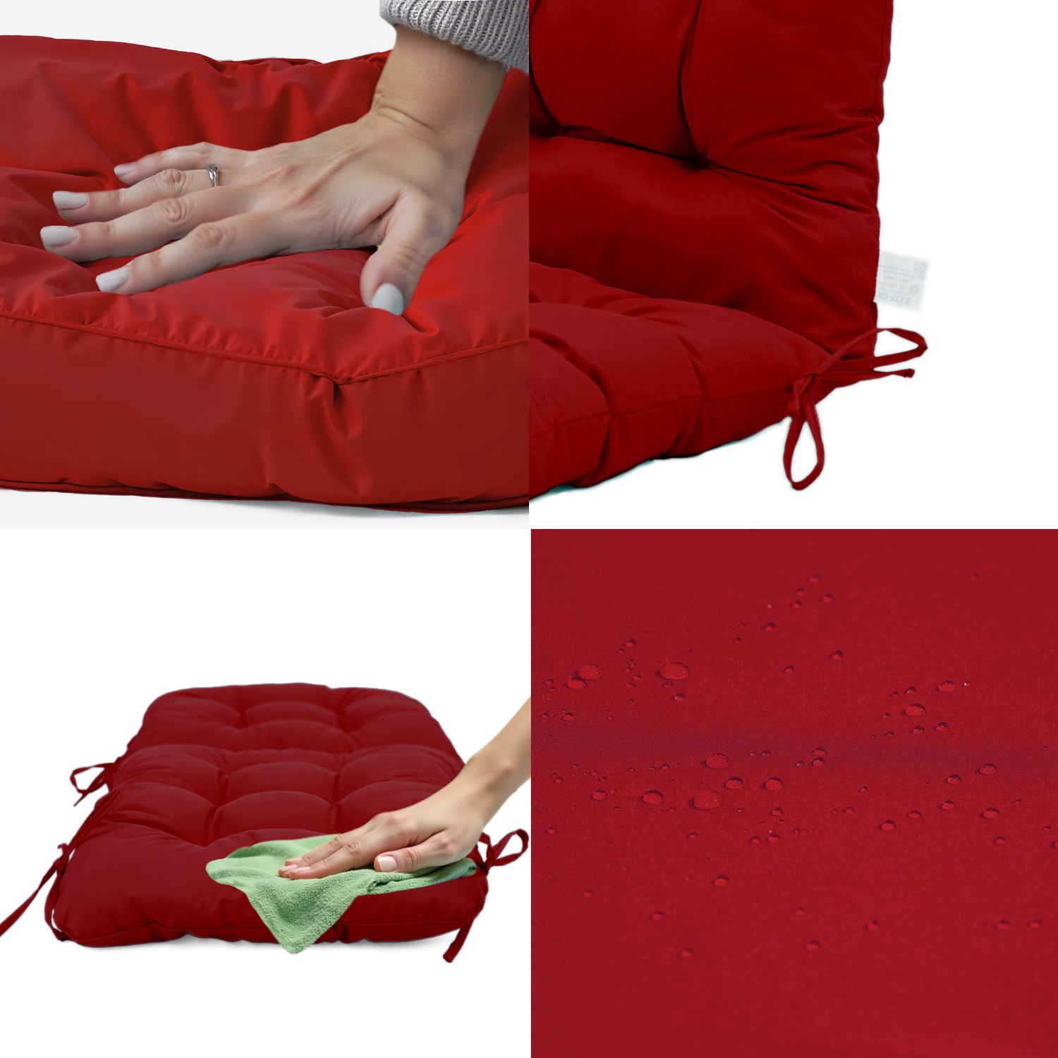Coussin pour chaise avec dossier - Capitonné -  50x120x8cm - Rouge - Deco-arts.fr