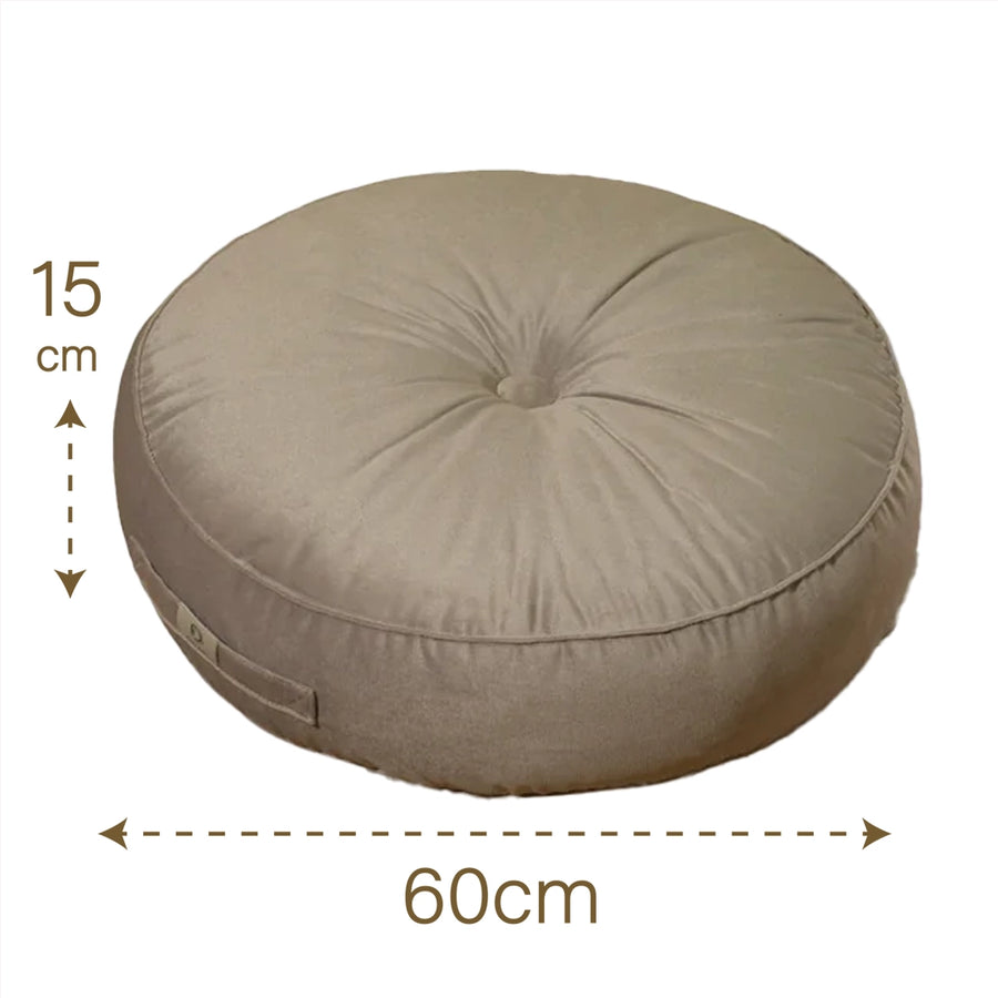 Lote de 2 Pufs Redondos de Terciopelo XL Ø60 Gris Claro – foto 5