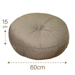 Deux poufs ronds en velours gris clair, design doux, avec poignée, pour intérieur, Ø50 cm, par Deco-arts.fr