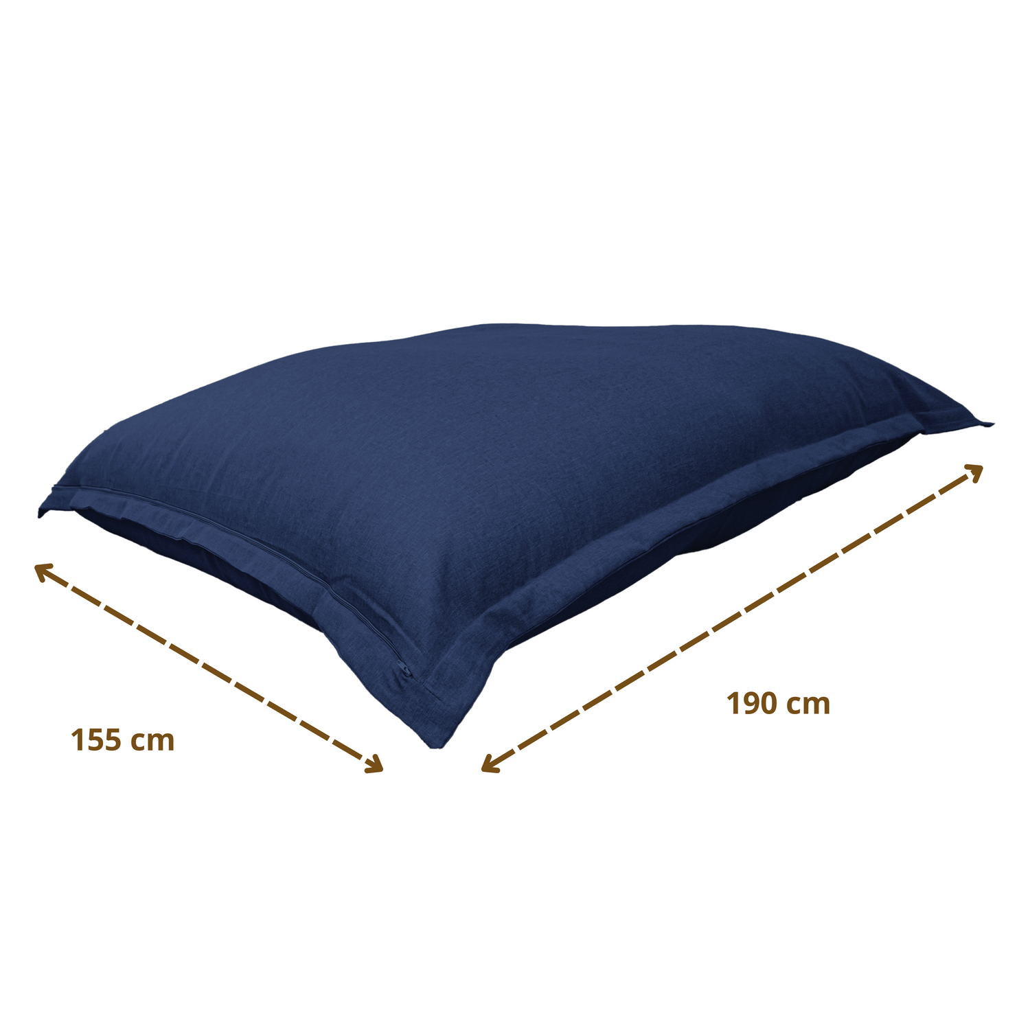 Pouf intérieur XXL Housse effet lin bleu indigo 190x155cm - Deco-arts.fr