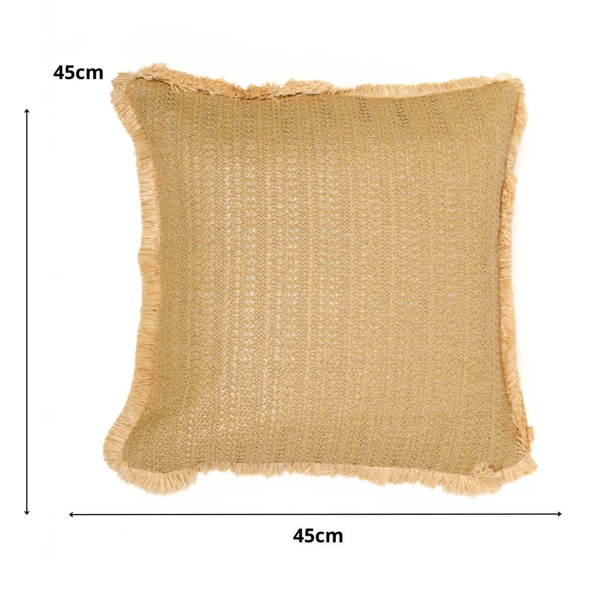 Funda de Cojín Efecto Rafia Liso 45x45 - (Housse Seule - Déco Bohème) – esquema con medidas