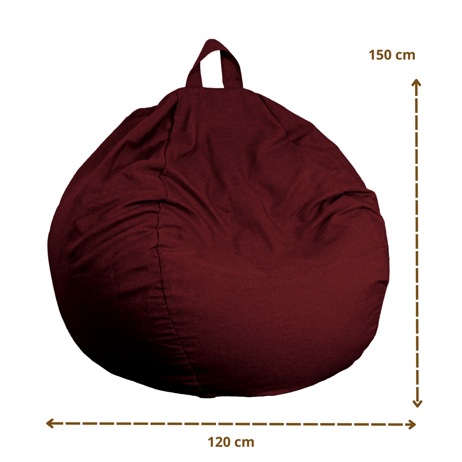 Puf Pera Gigante XXL 120x150 Ciruela, tejido efecto lino