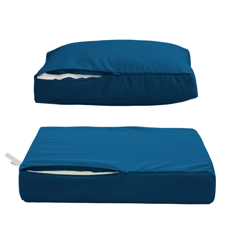 Coussins pour salon de jardin déhoussable 60x60cm Bleu pétrole - Deco-arts.fr