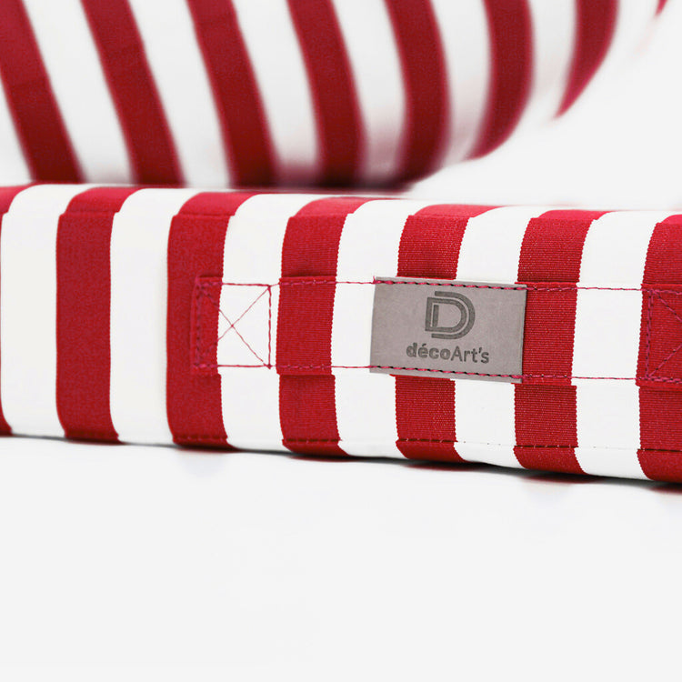 Coussins pour salon de jardin déhoussable 60x60cm - Rayure rouge - Déco Arts