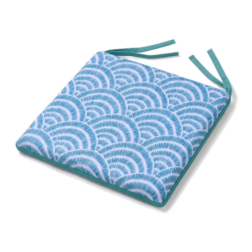 Cojín de silla cuadrado 35x35 Motivo Abanicos Verdes con lazos