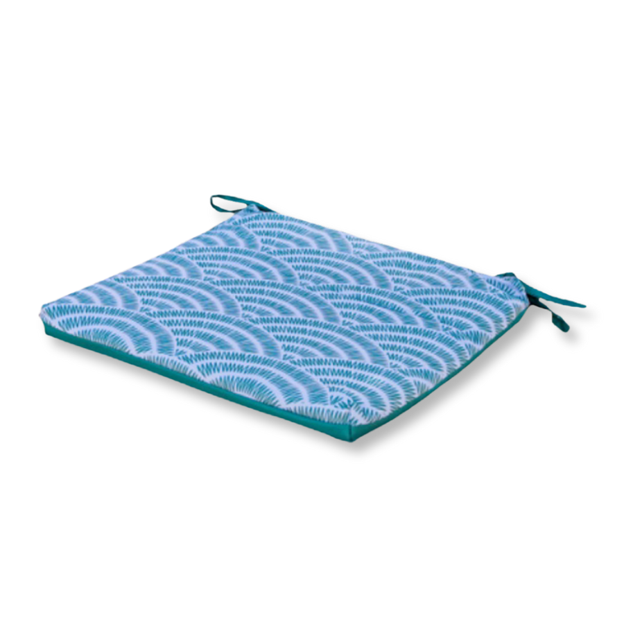 Lote de 4 Cojines para Silla 35x35 Motif Éventails Verdes, grosor de 3 cm