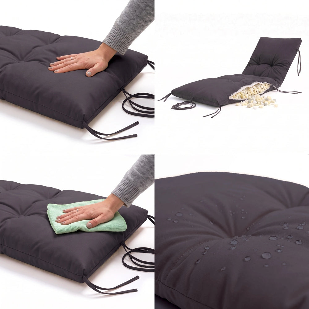 Colchoneta para Tumbona 185x60 Gris Carbón, impermeable