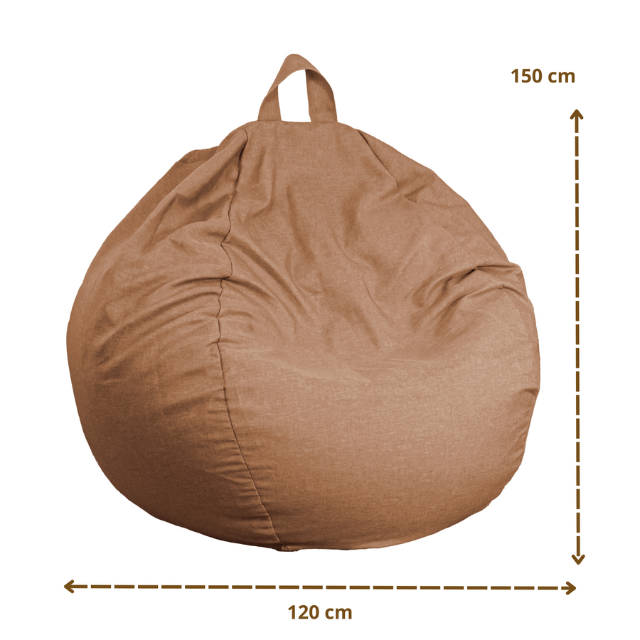 Puf Pera Gigante XXL 120x150 Marron Clair, tejido efecto lino