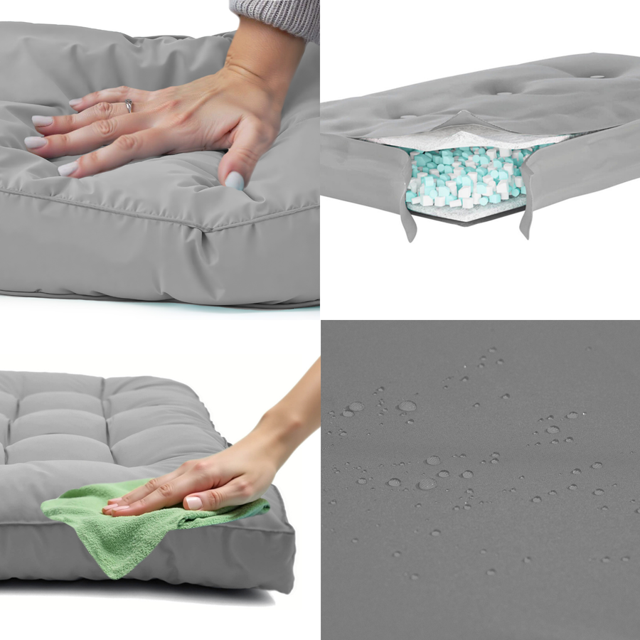 Conjunto de Cojines para Palé 120x80 Gris Guijarro, tejido anti-UV e hidrófugo