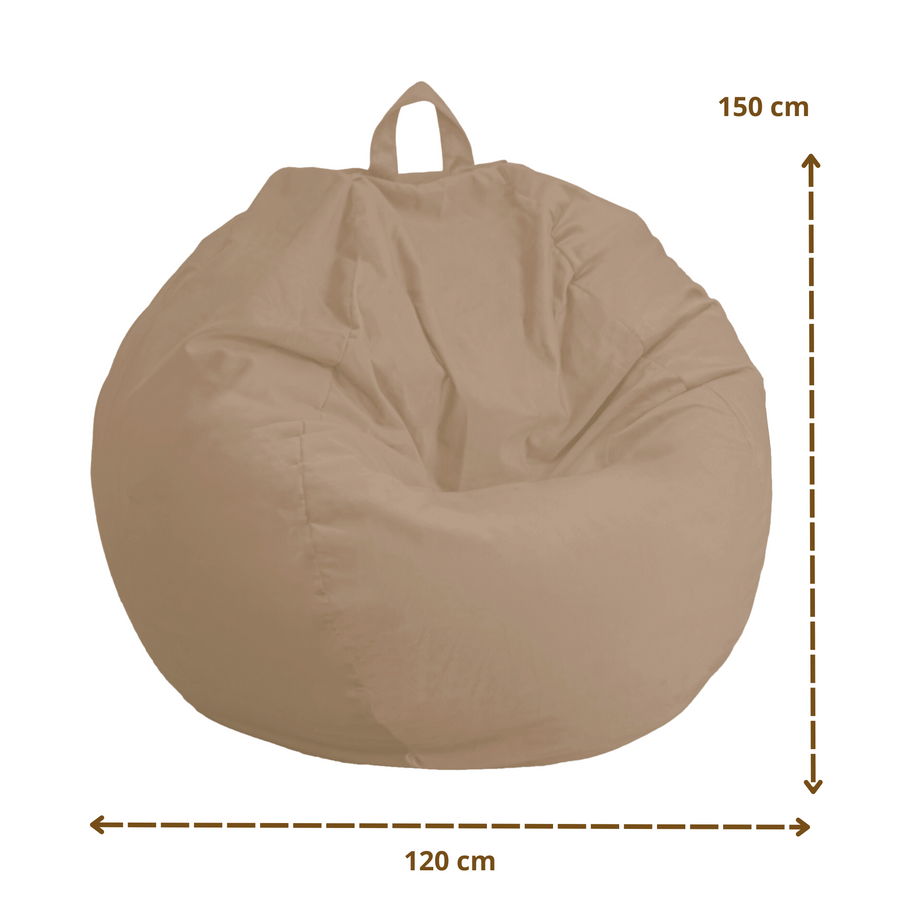 Puf Pera Gigante XXL 120x150 Beige, tejido de terciopelo