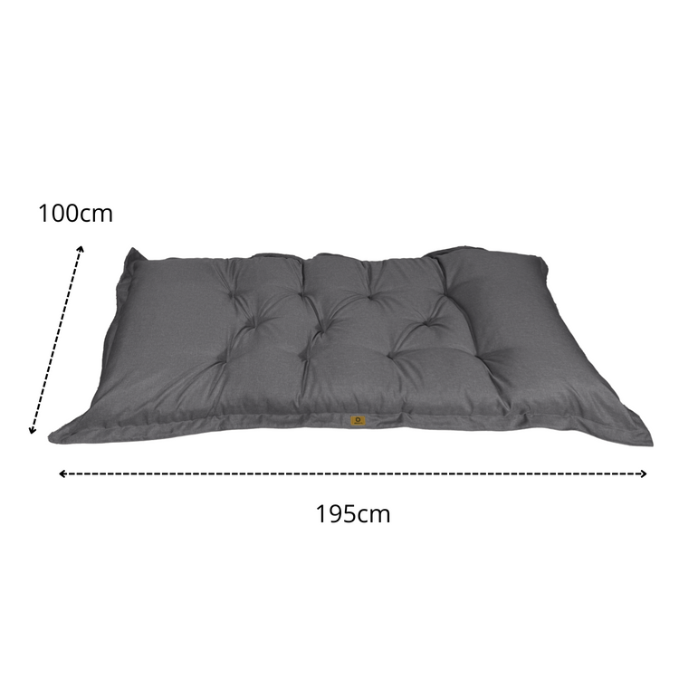 Futon XXL en lin matelas de sol 195x100cm - gris chiné - Deco-arts.fr