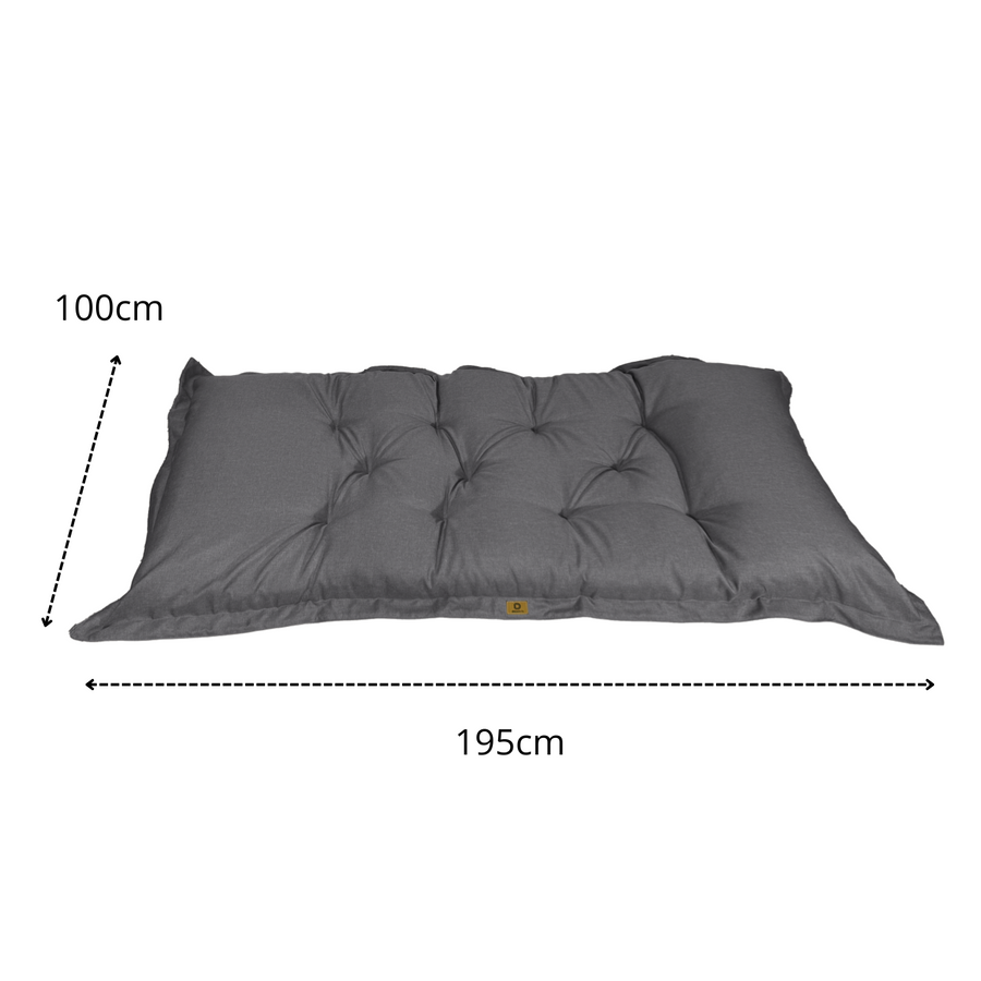 Futon de Sol XXL Effet Lin 195x100 Gris Chiné, pour l'intérieur, l'extérieur et le camping