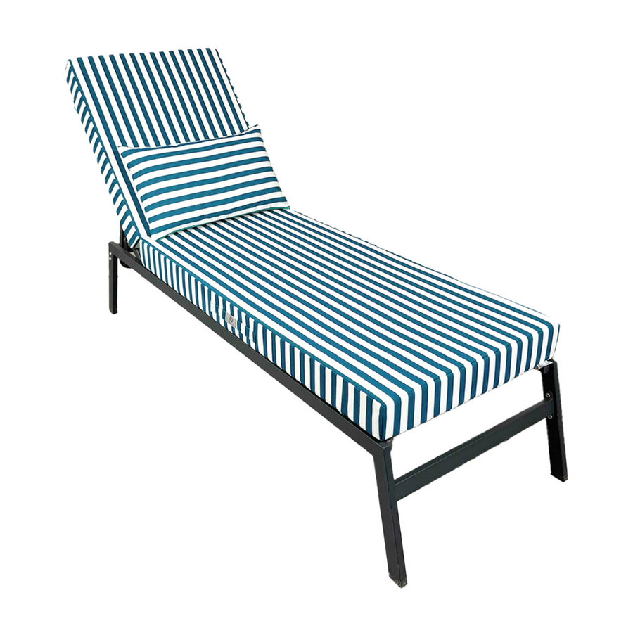 Colchoneta Premium para Tumbona 190x60 Rayas Verdee, funda desenfundable
