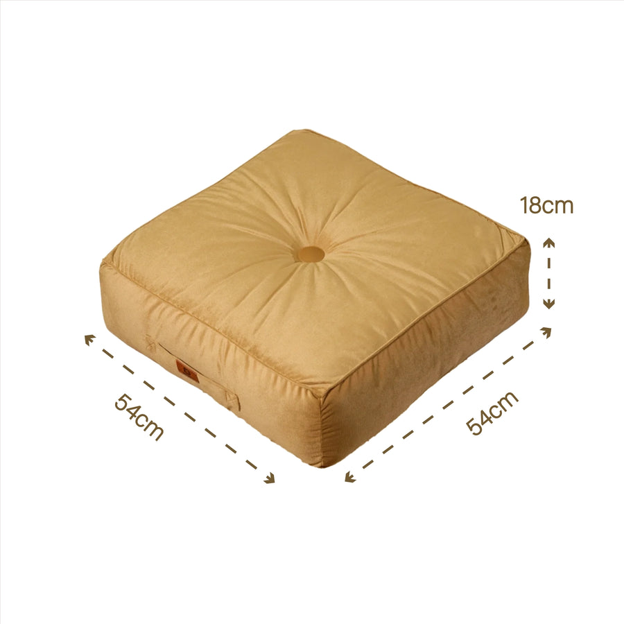 Lote de 2 Pufs de Terciopelo XL 54x54 Beige – foto 4
