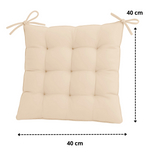 Coussins pour fauteuils et canapés beige de 40x40 cm, lot de 4, déperlants avec attaches, pour intérieur et extérieur.