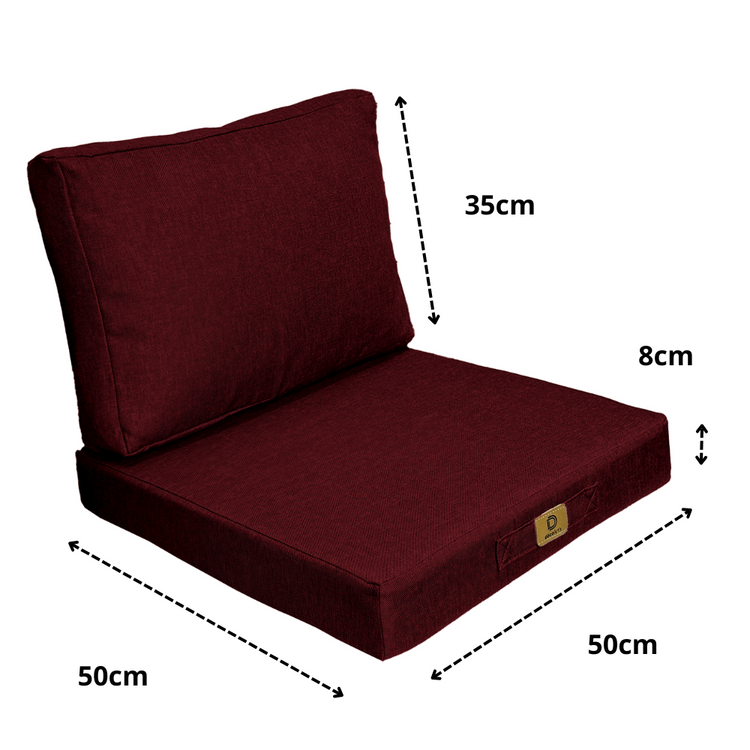 Coussins pour fauteuil effet lin déhoussable 50x50cm prune - Deco-arts.fr