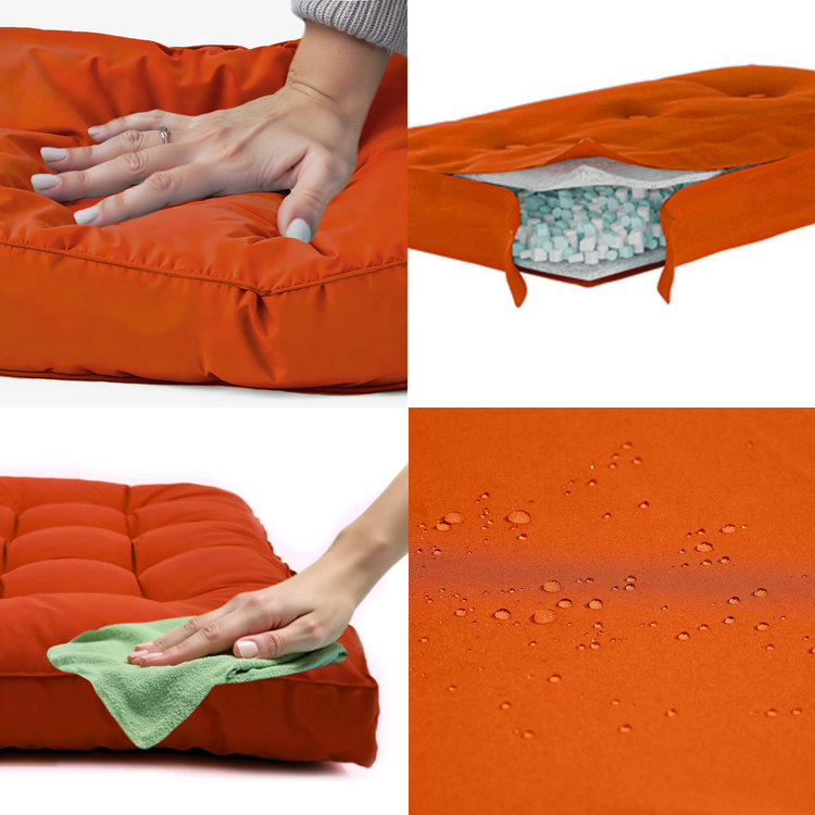 Coussins pour salon de jardin capitonné 50x50cm orange - Deco-arts.fr