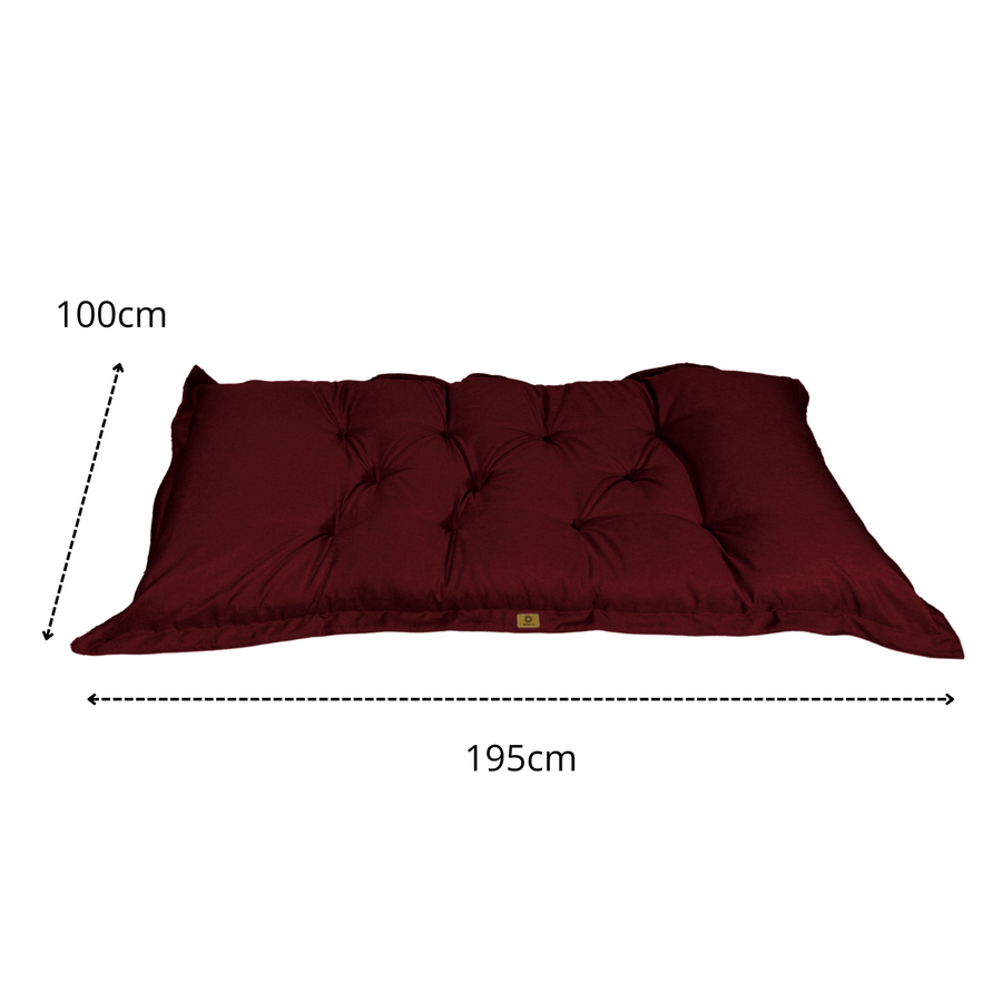 Futón de Suelo XXL Efecto Lino 195x100 Ciruela, para interior, exterior y camping