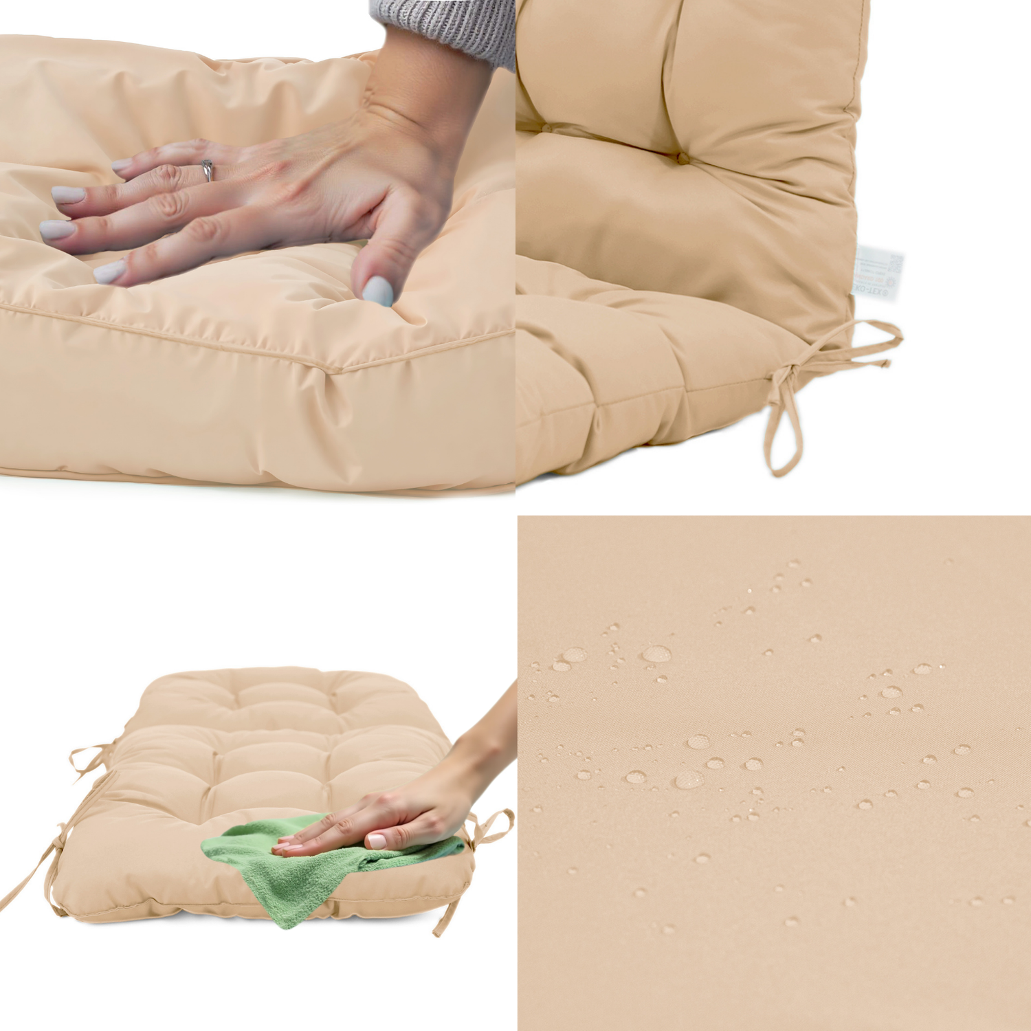 Coussin pour chaise avec dossier - Capitonné -  50x120x8cm - Beige - Deco-arts.fr
