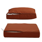 Finition et coutures coussin terracotta