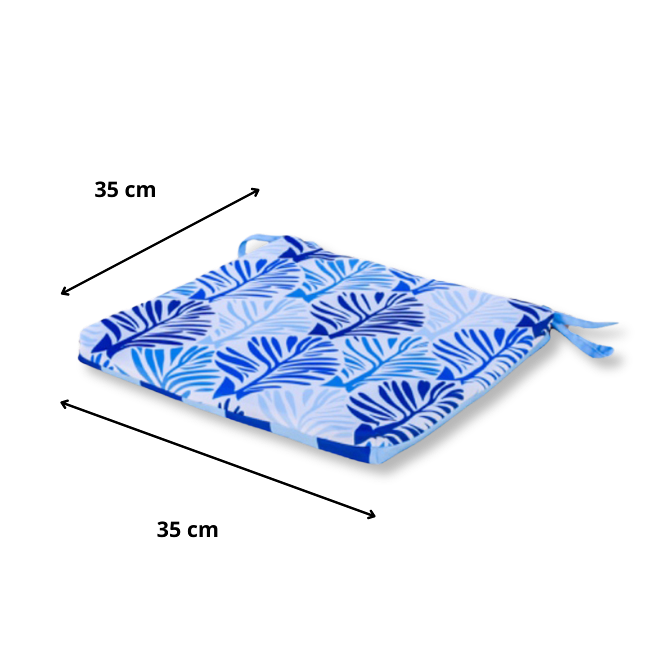 Lot de 4 Galettes de Chaise 35x35x3 cm motif feuillage Bleu - Deco-arts.fr