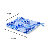 Lot de 4 Galettes de Chaise 35x35x3 cm motif feuillage Bleu - Deco-arts.fr