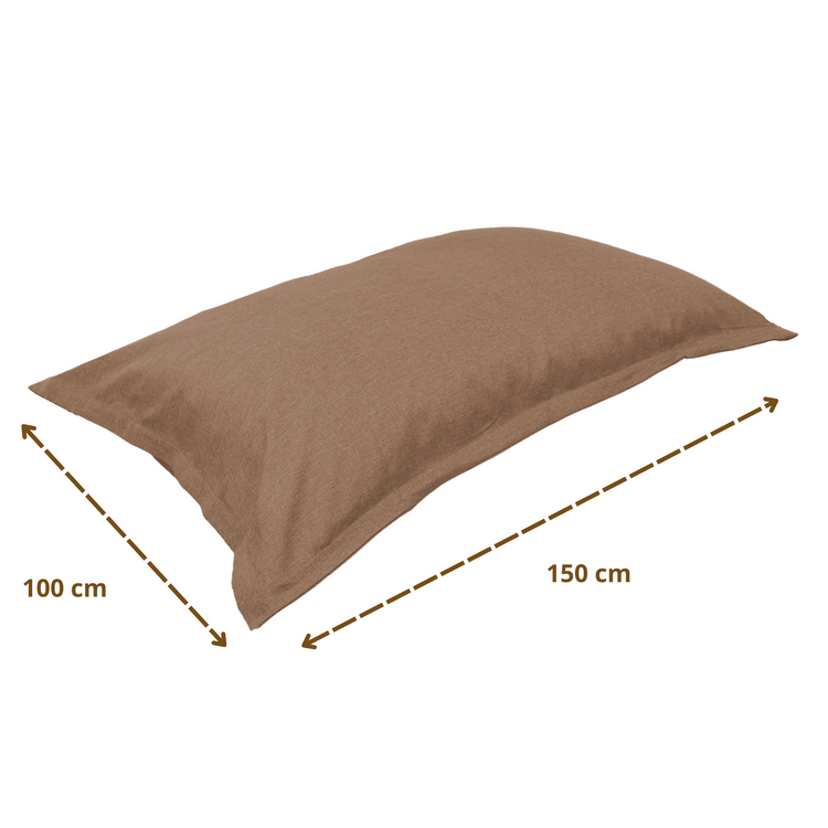 Pouf intérieur XL Housse effet lin terracotta 150x100cm - Deco-arts.fr