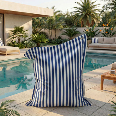 Housse pour Pouf Géant XXL 180x140 Rayure Bleu Marine - vue principale