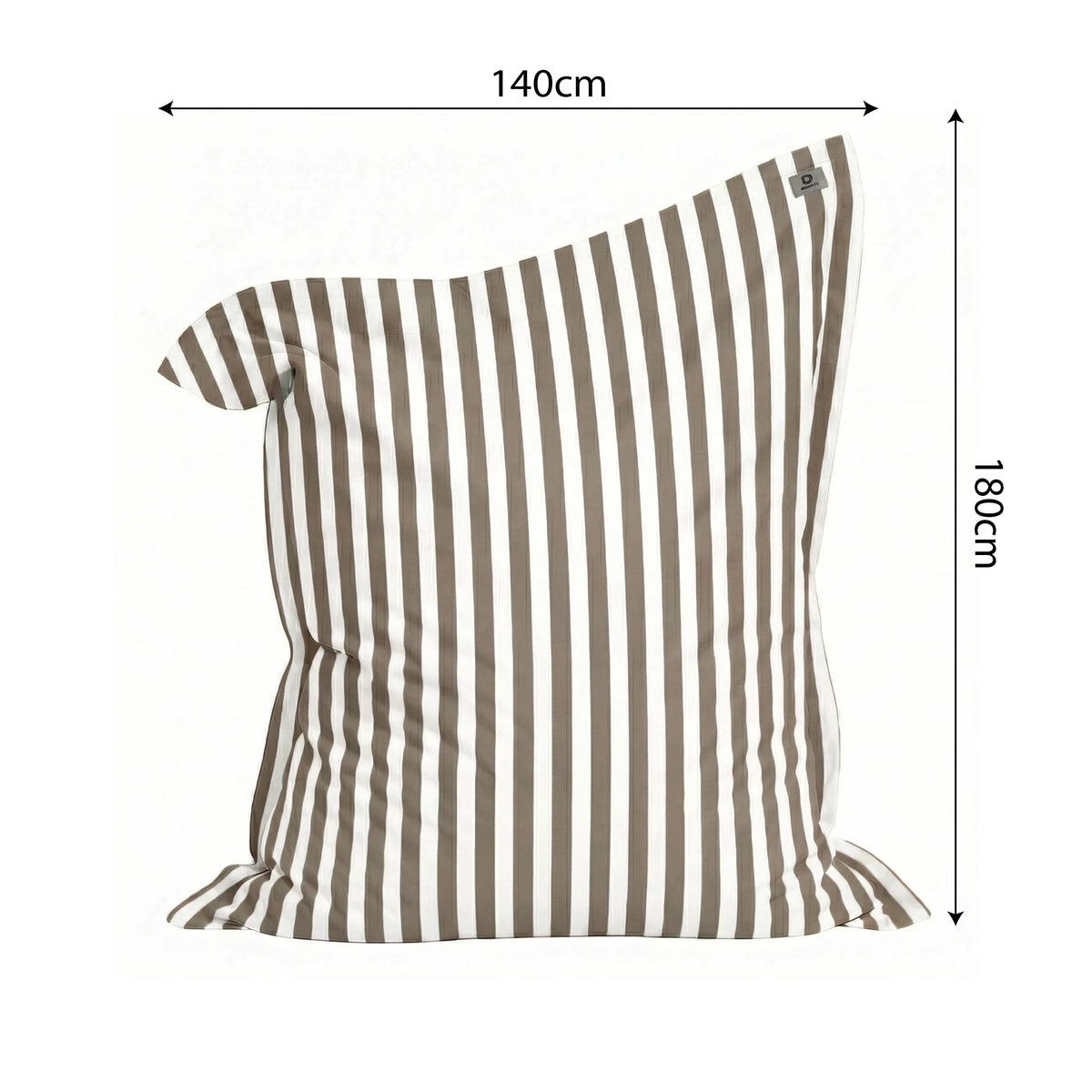 Funda para Puf Gigante XXL 180x140 Rayas Beige - Desenfundable y Anti-UV (Interior / Exterior) – esquema con medidas